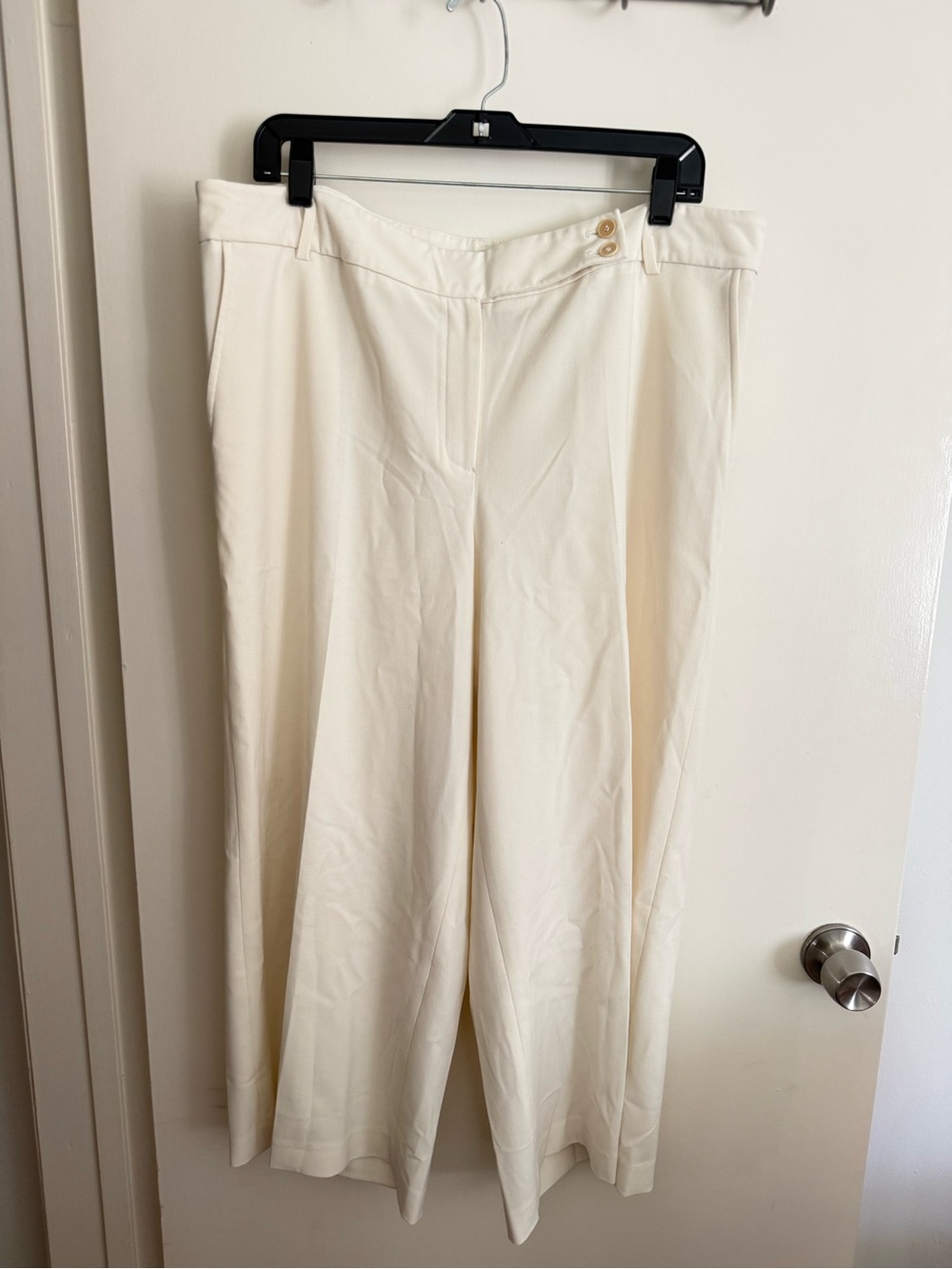 High-Rise Wide-Leg Pants in Cream